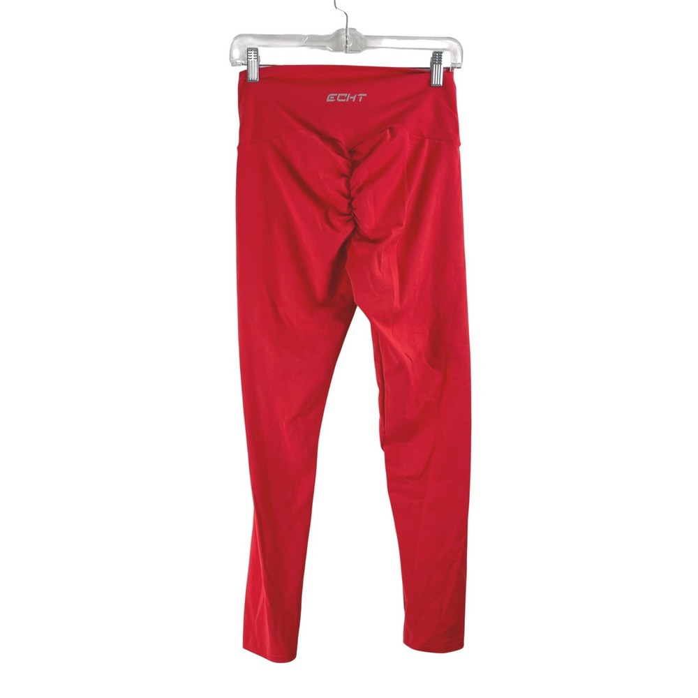Echt Womens High Rise Scrunch Butt Leggings Red Athletic Gym Workout Size Large